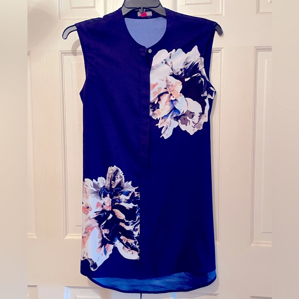 VINCE CAMUTO Blue Sleeveless Shift Dress/Tunic Sz S